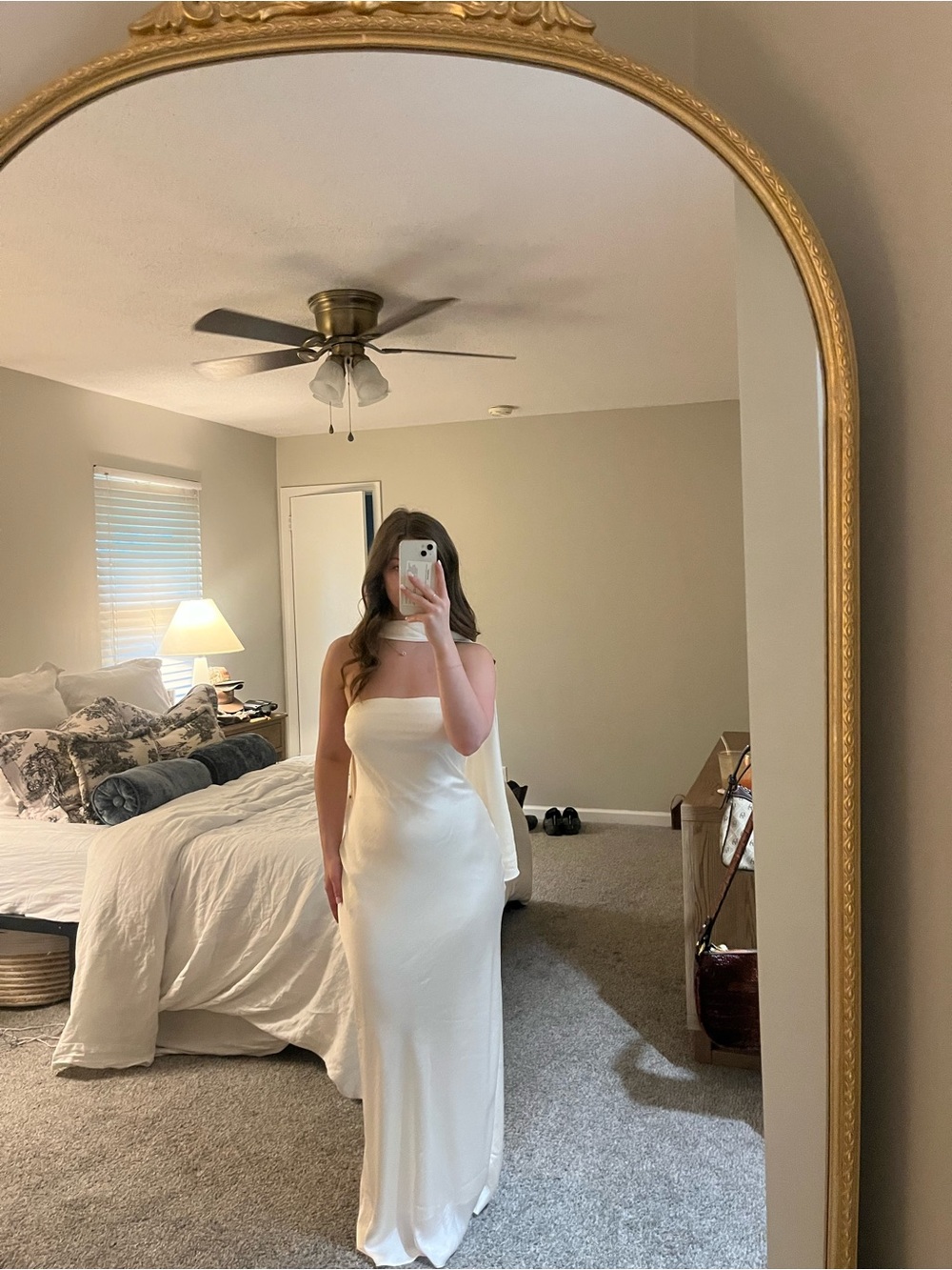 Abercrombie & Fitch Strapless Ivory Slip Dress with Scarf - Picture 3 of 4